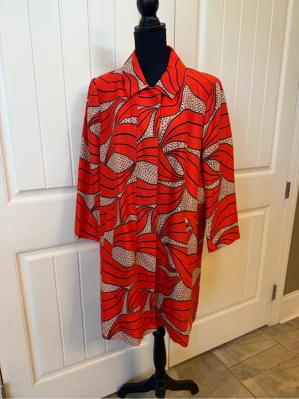 Ann Taylor Orange And Black Abstract Wave Top Coat